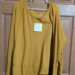 Mustard Yellow Waffle Knit Pullover